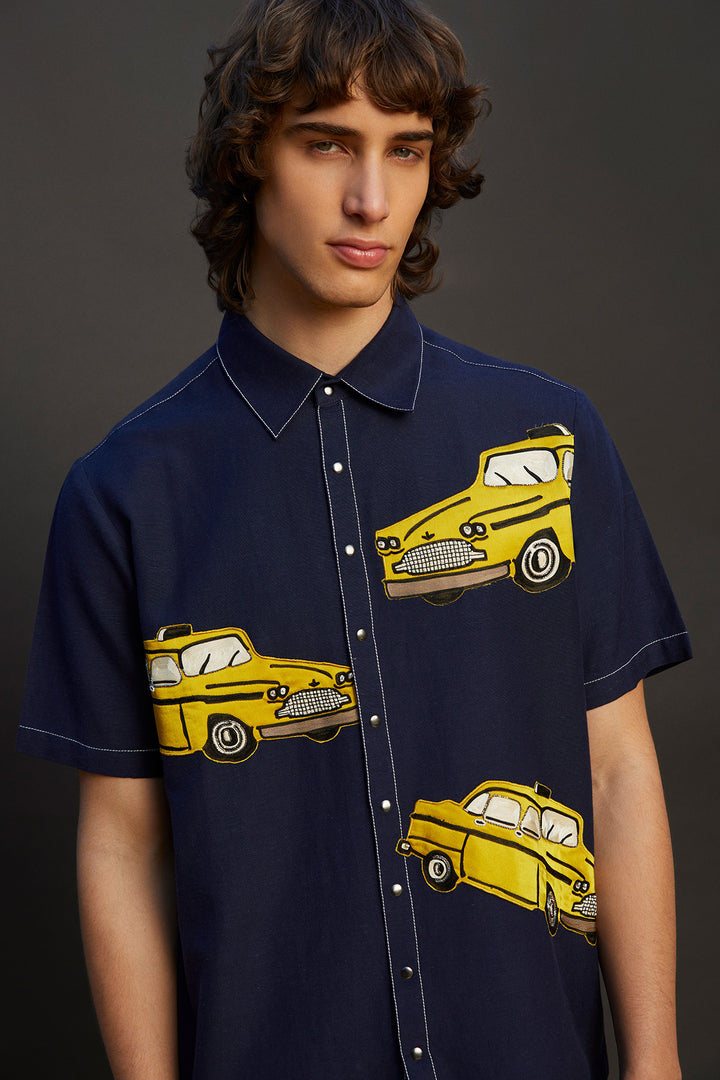 Taxi Half Sleeves Boxy Shirt