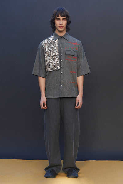 Baggy Pants Of "(Scribble Flap High-low Oversized Shirt)"