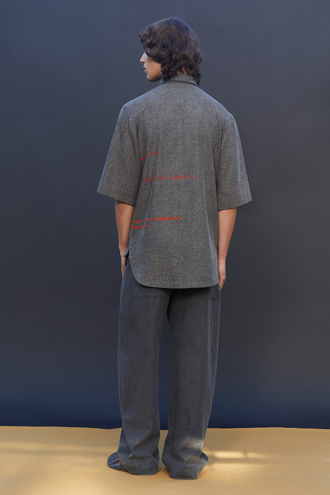 Scribble Flap High-low Oversized Shirt