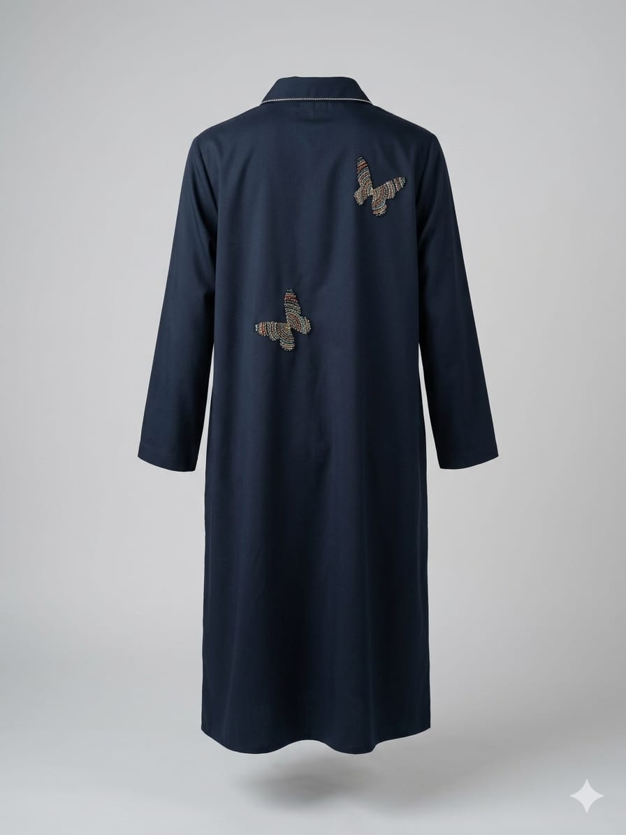 Dotted Butterfly Hi-low Shirt Dress
