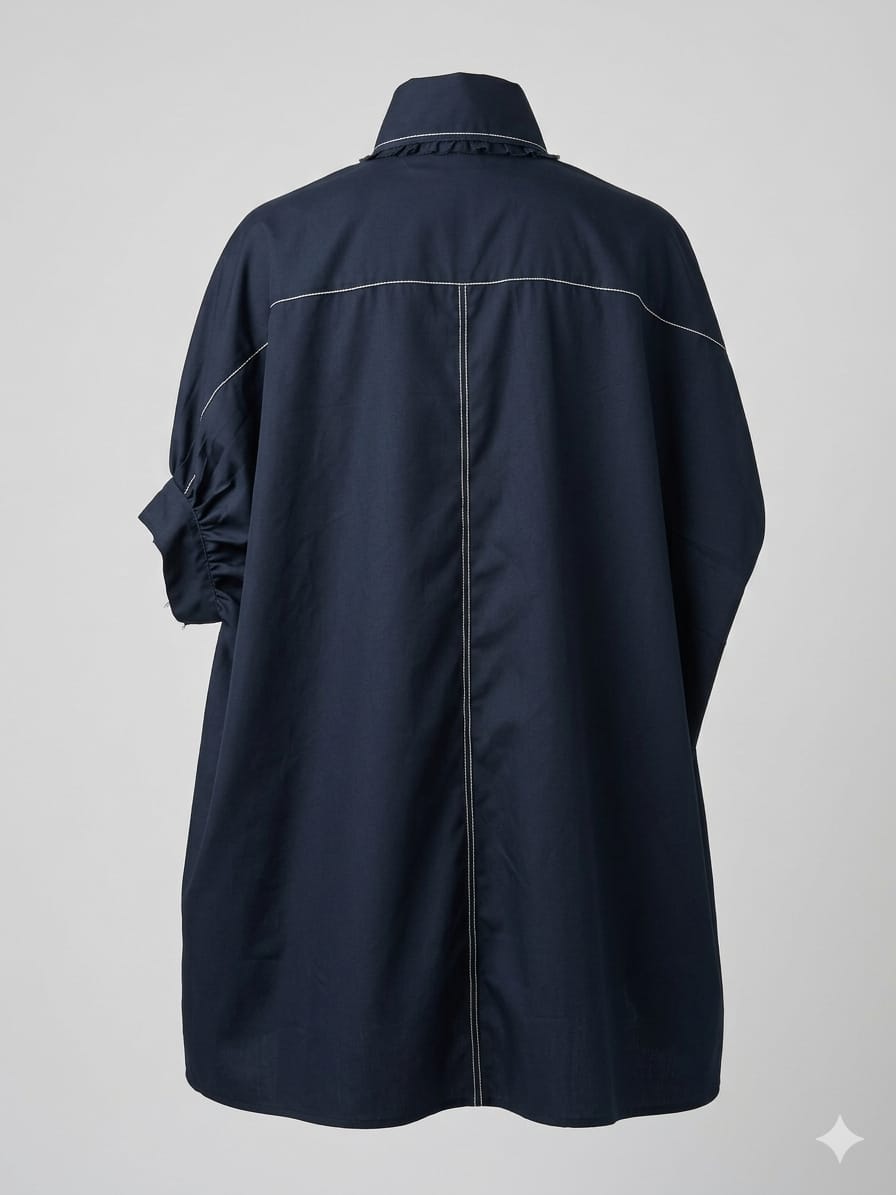 Scissors Gather Sleeve Shirt Dress