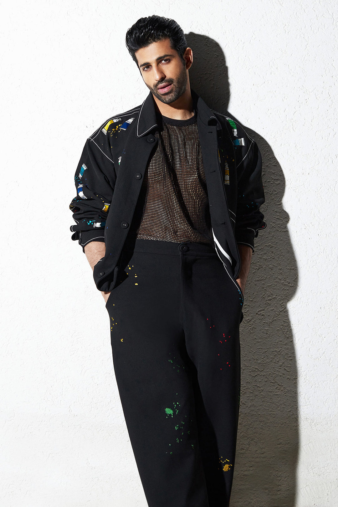 Aashim Gulati In Paint Tubes Oversized Jacket With Matching Pants