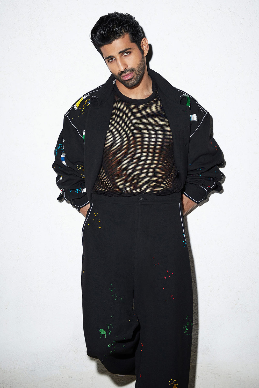 Aashim Gulati In Paint Tubes Oversized Jacket With Matching Pants