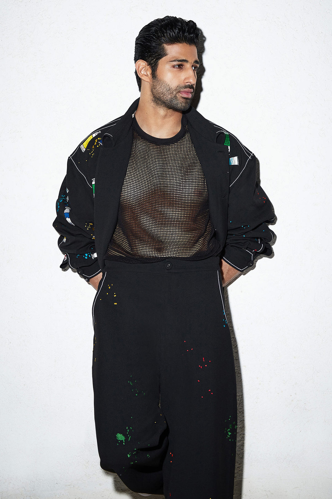 Aashim Gulati In Paint Tubes Oversized Jacket With Matching Pants