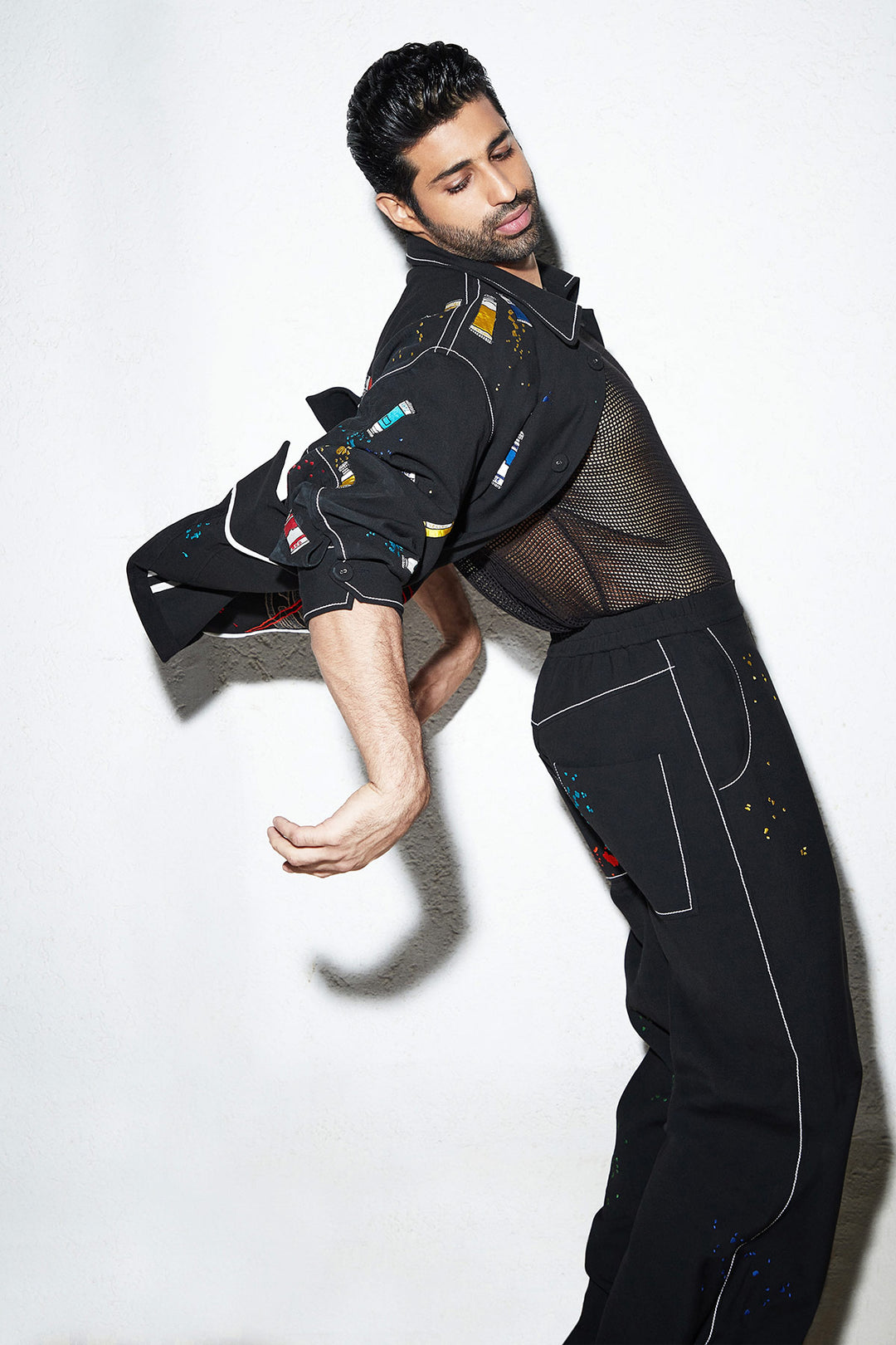 Aashim Gulati In Paint Tubes Oversized Jacket With Matching Pants