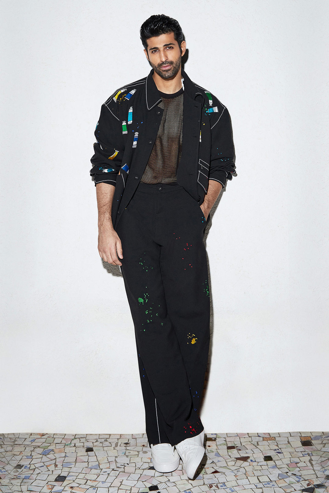 Aashim Gulati In Paint Tubes Oversized Jacket With Matching Pants