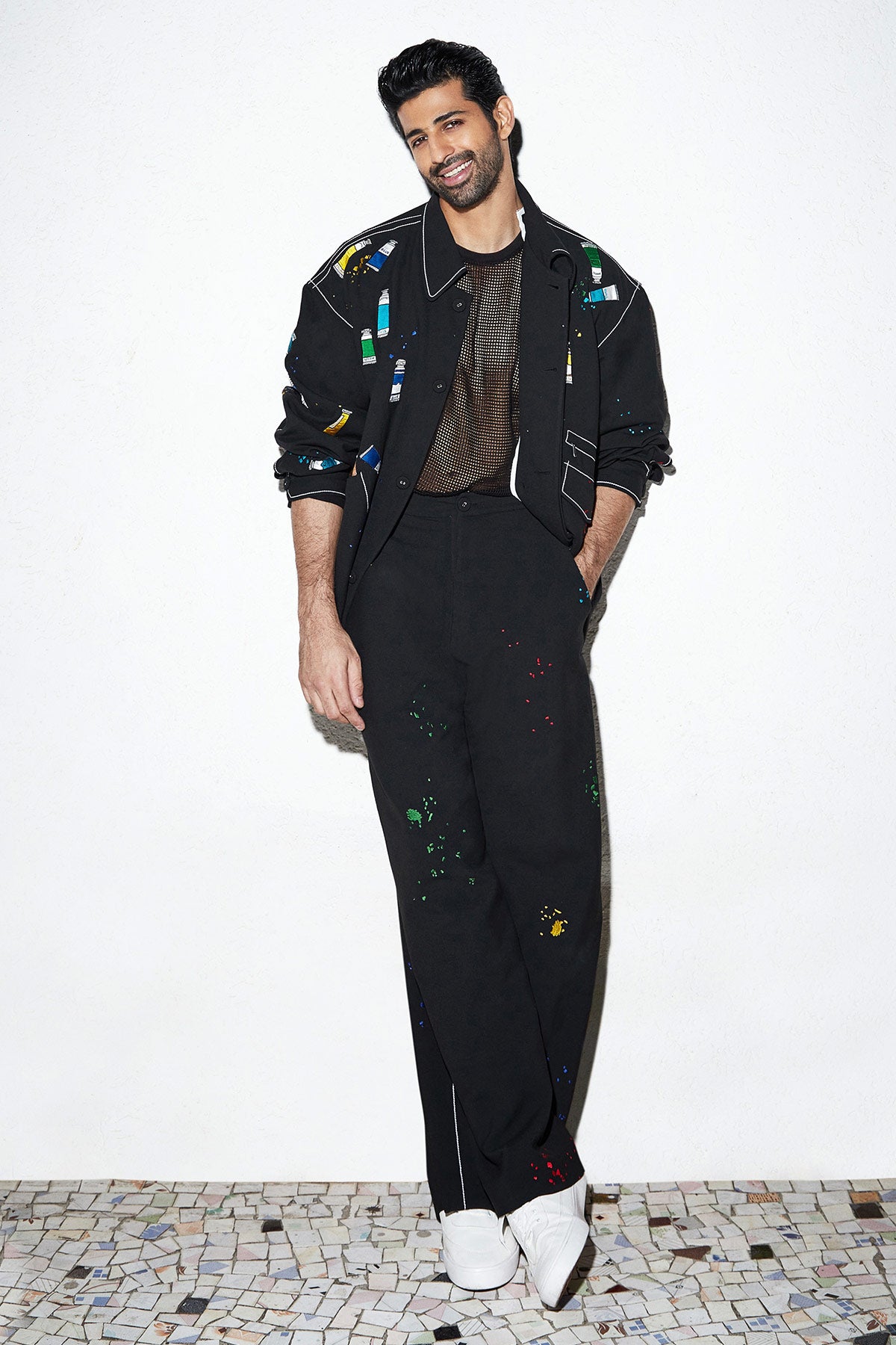 Aashim Gulati In Paint Tubes Oversized Jacket With Matching Pants