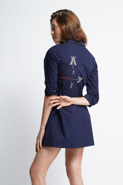 Dragonfly in Line Double Layer Short Dress