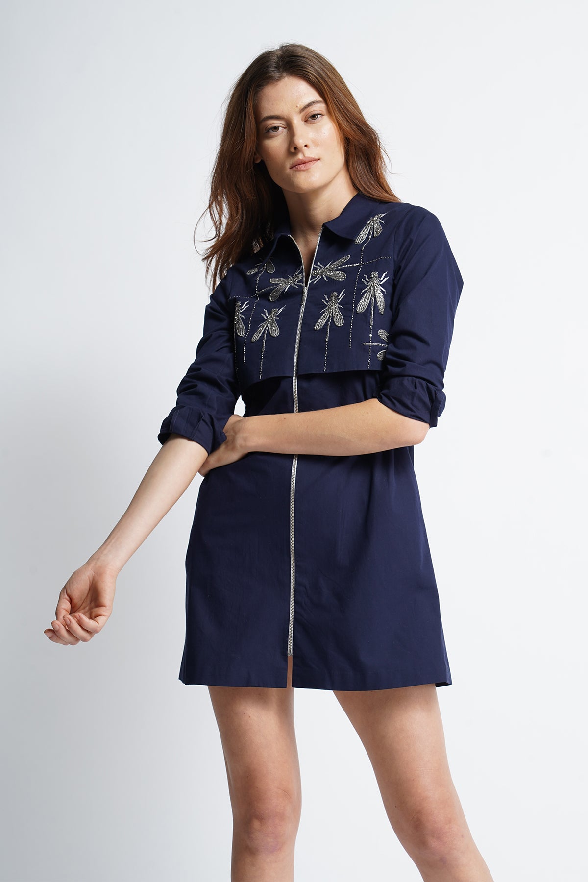 Dragonfly in Line Double Layer Short Dress