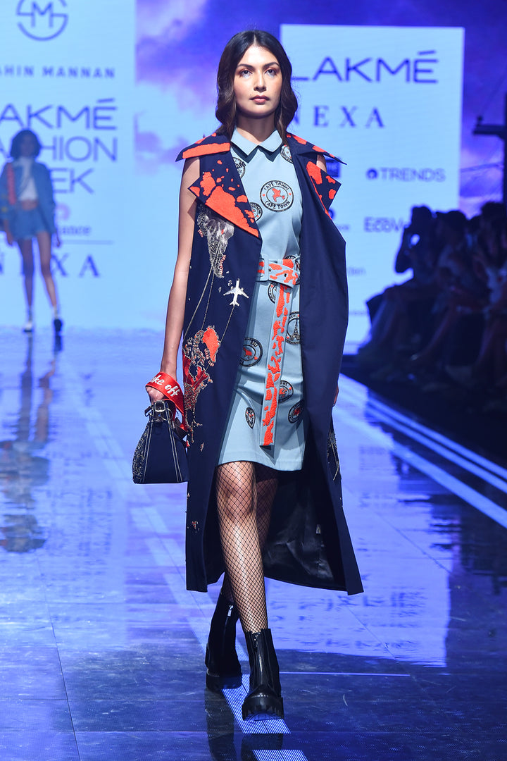 Map Sleeveless Long Jacket
