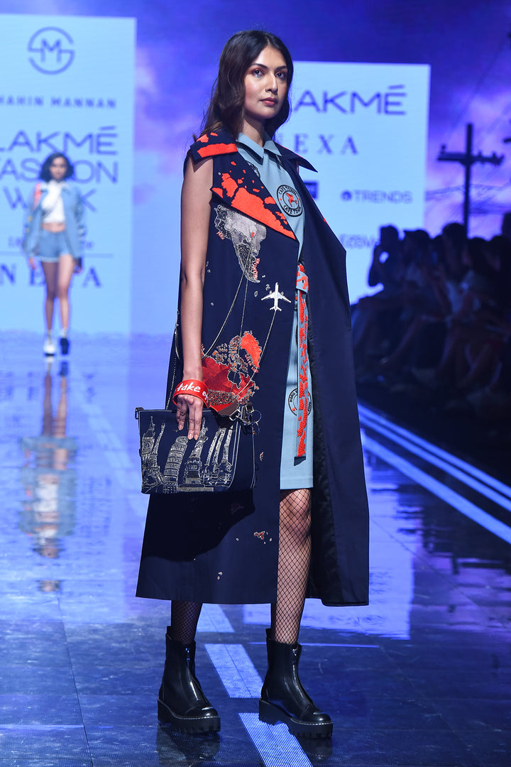 Map Sleeveless Long Jacket