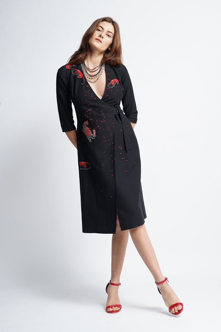 Crab And Prawns Wrap Dress