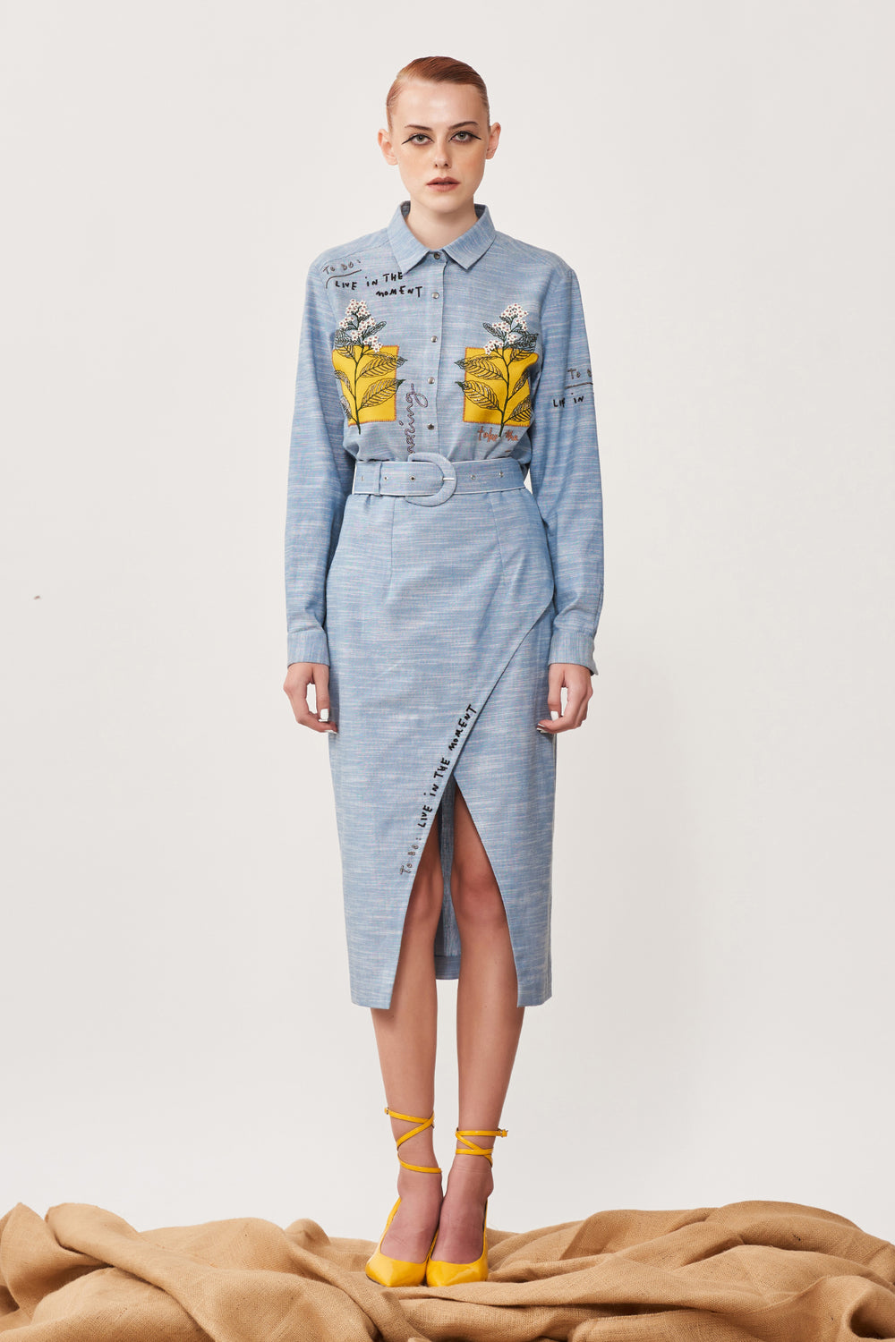 Leaves Patch High Low Shirt