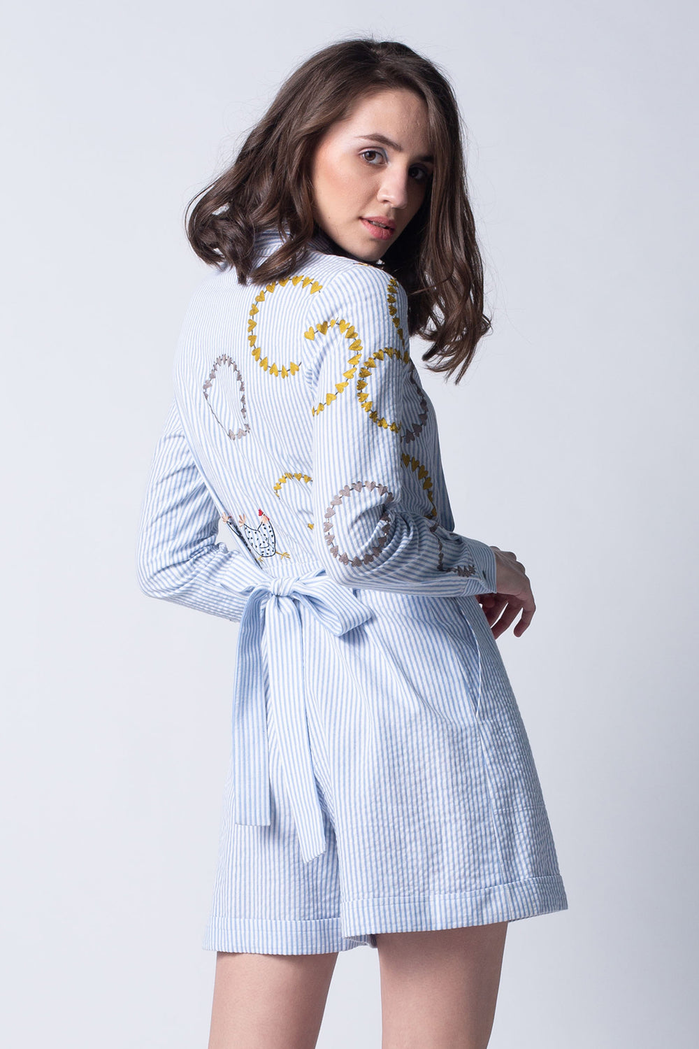 Circled Herts/rooster Playsuit With Belt