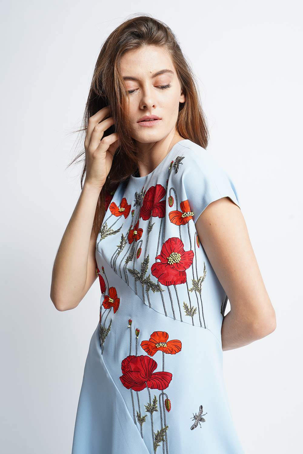 Poppy Garden Panelled Handkerchief Long Dress
