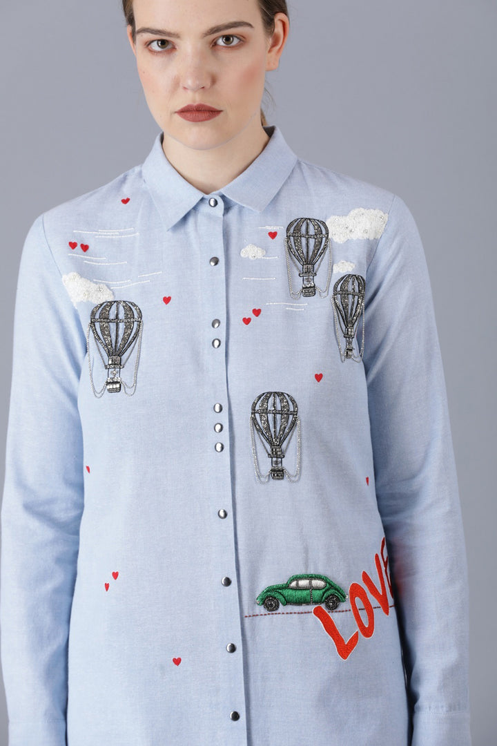 Air Ballons And Cloud Shirt Dress