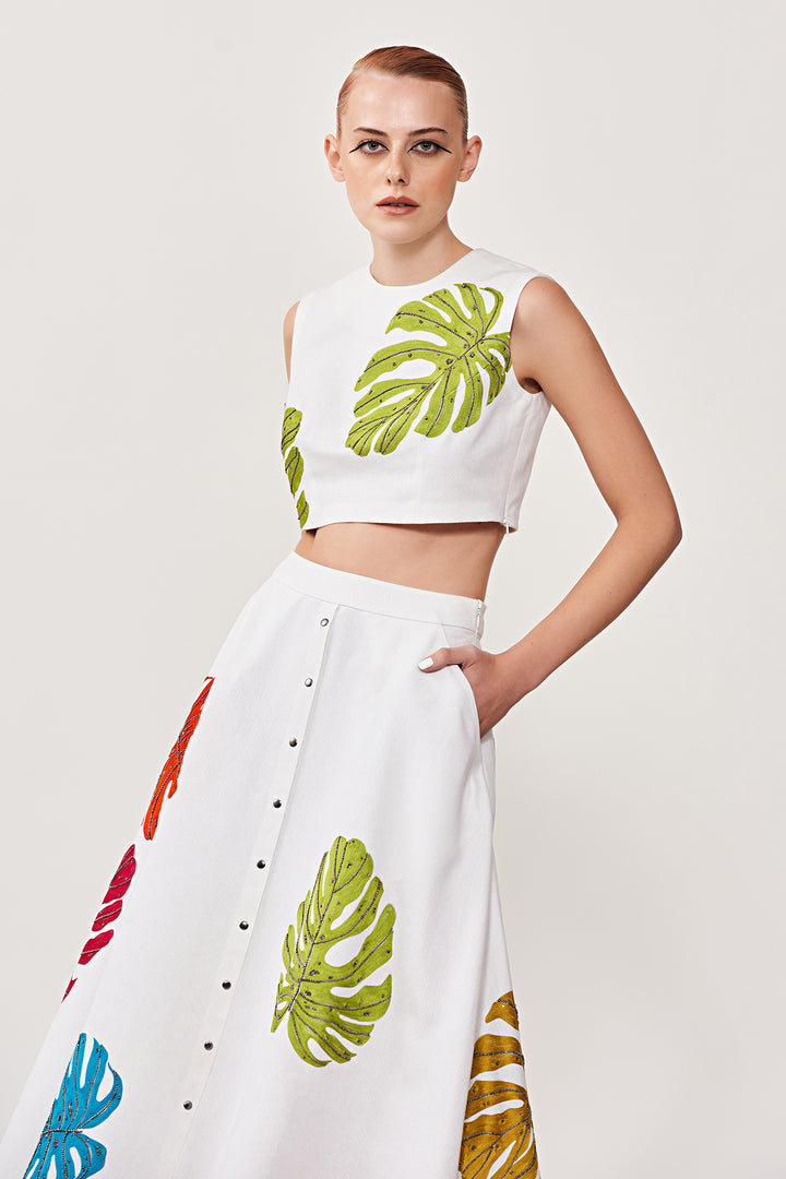 Monstera Leaf Crop Top &amp; Skirt