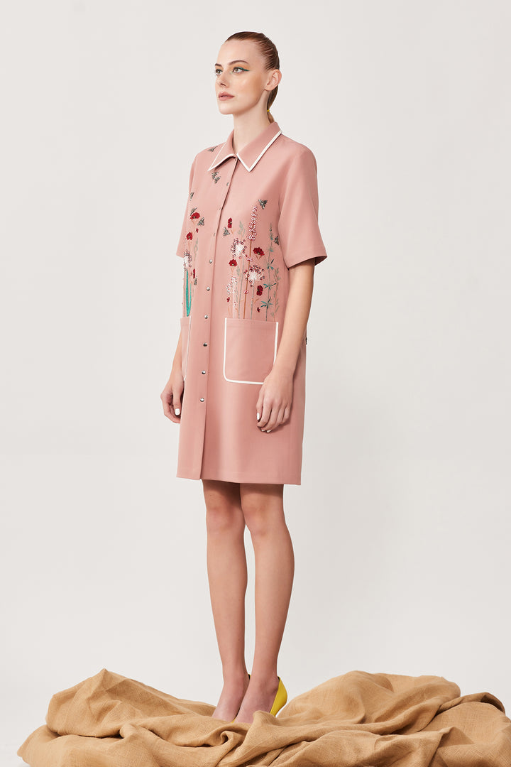 Summer Bloom Shift Dress With Patch Pocket