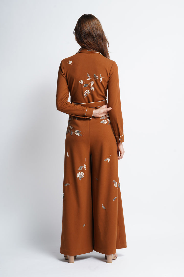 Meadow Plant Jumpsuit With Belt