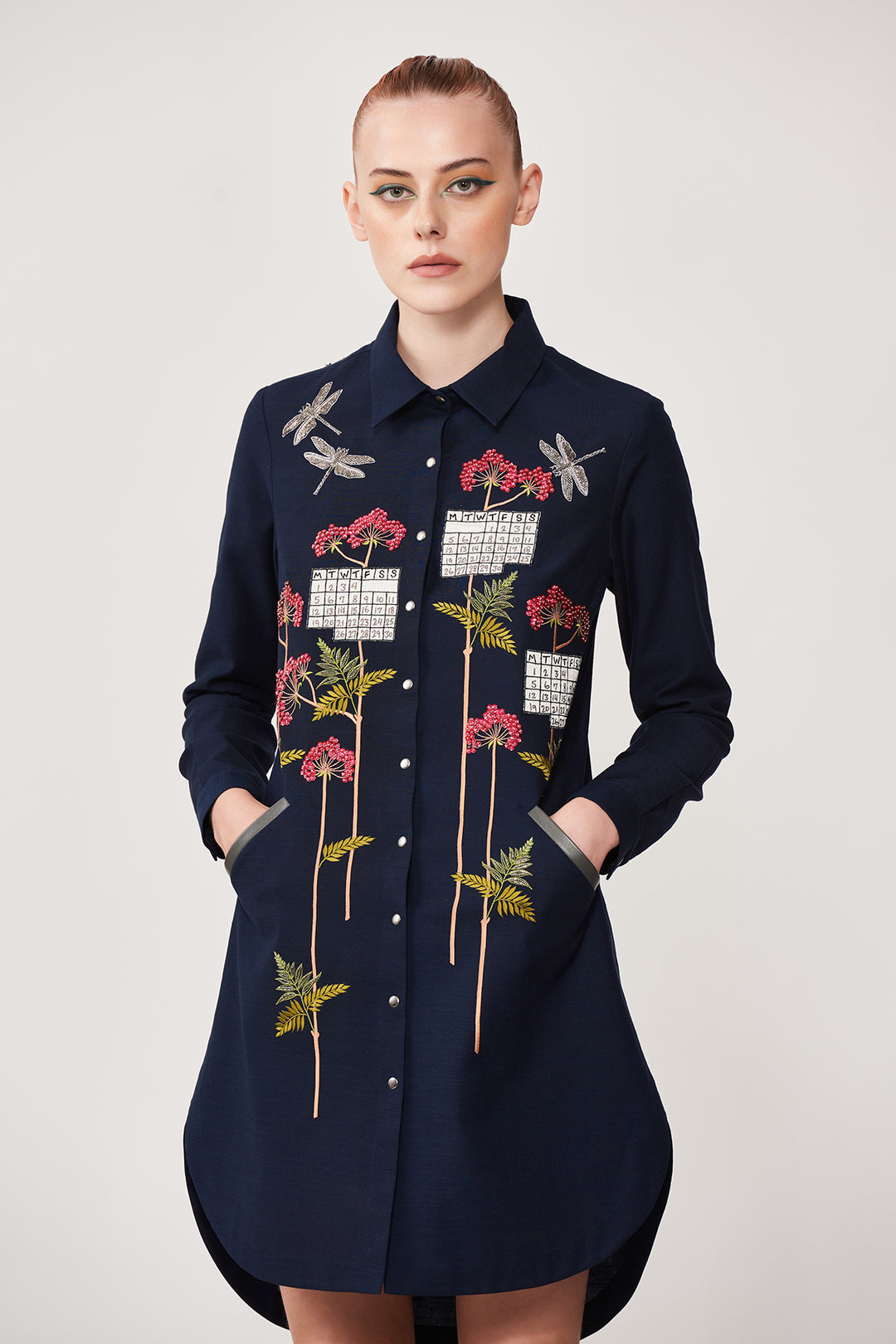 Calender High Low Shirt Dress