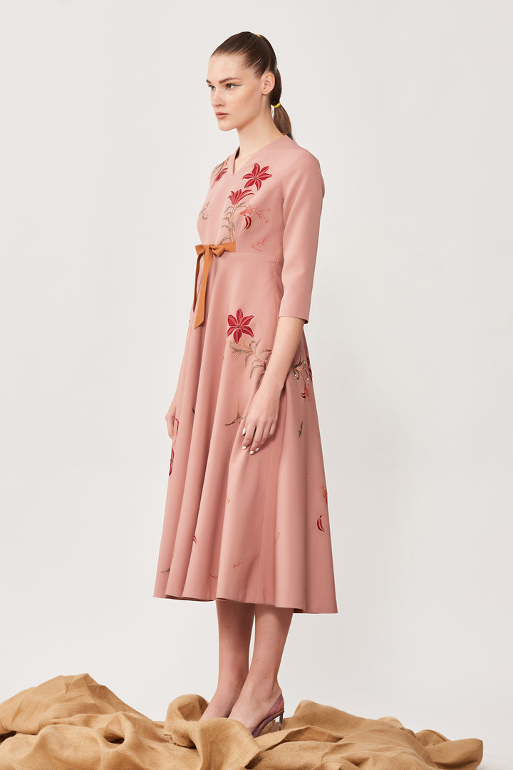 Lilies Circular Midi Dress With Bow