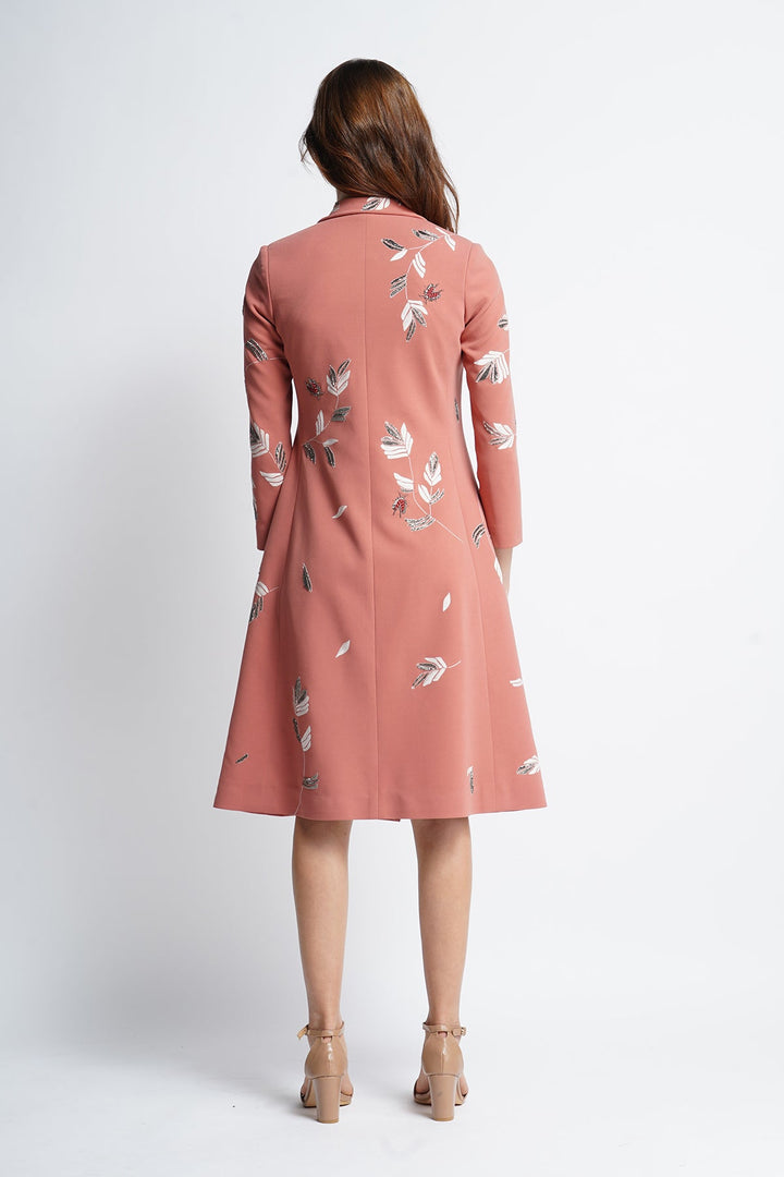 Abstract Leaves Flared Coat Dress