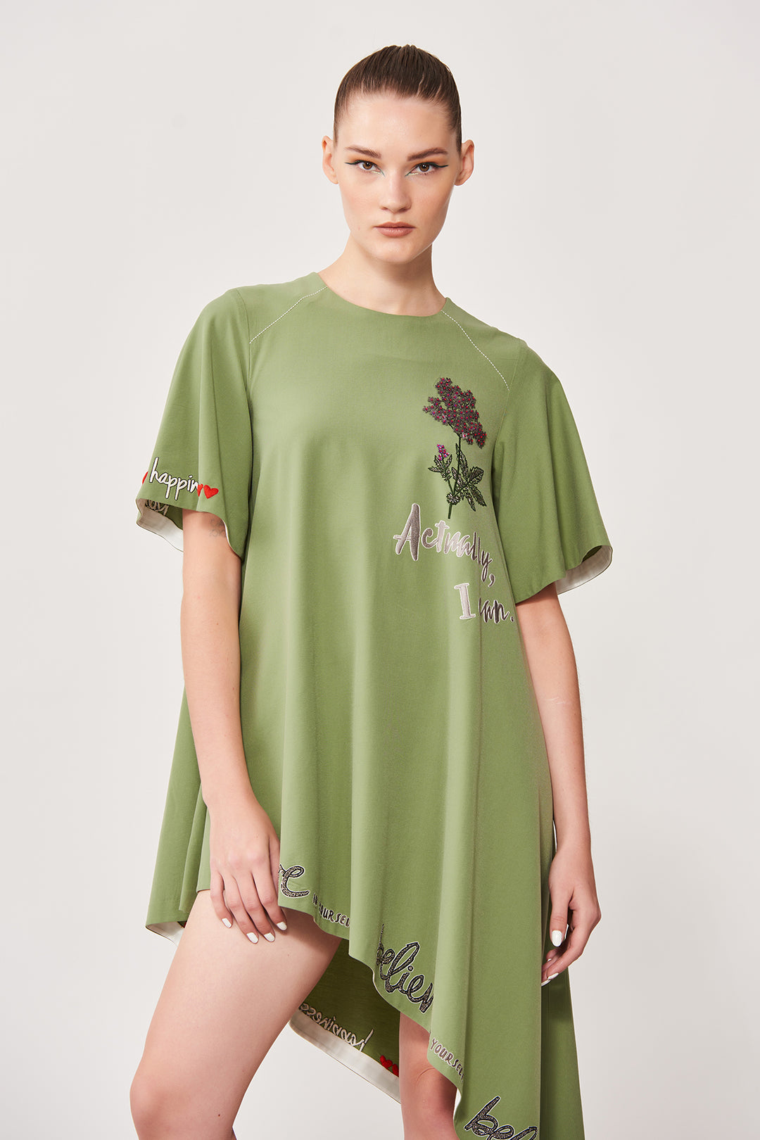 Choose Happy Asymmetric Dress