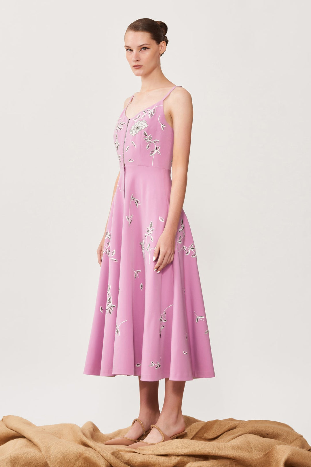 Kalki Koechlin In Abstract Rose Spagetti Strap Midi Dress