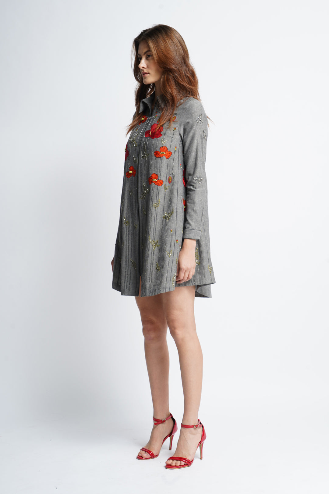 Poppy Garden Side Triangle Shirt Dress