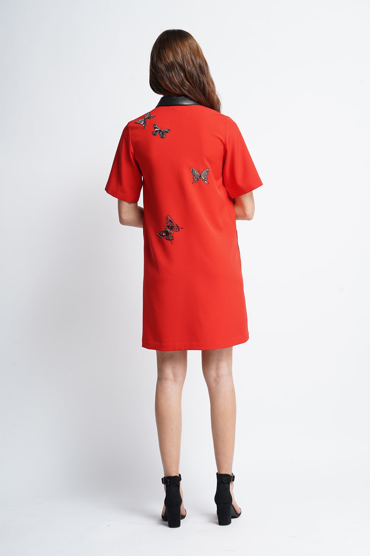 Cactus and Butterfly Shift Dress with Pockets