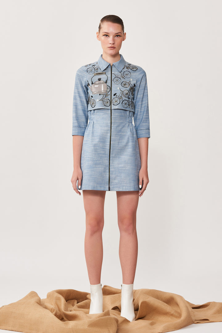 Bikes &amp; Kettle Double Layer Short Dress