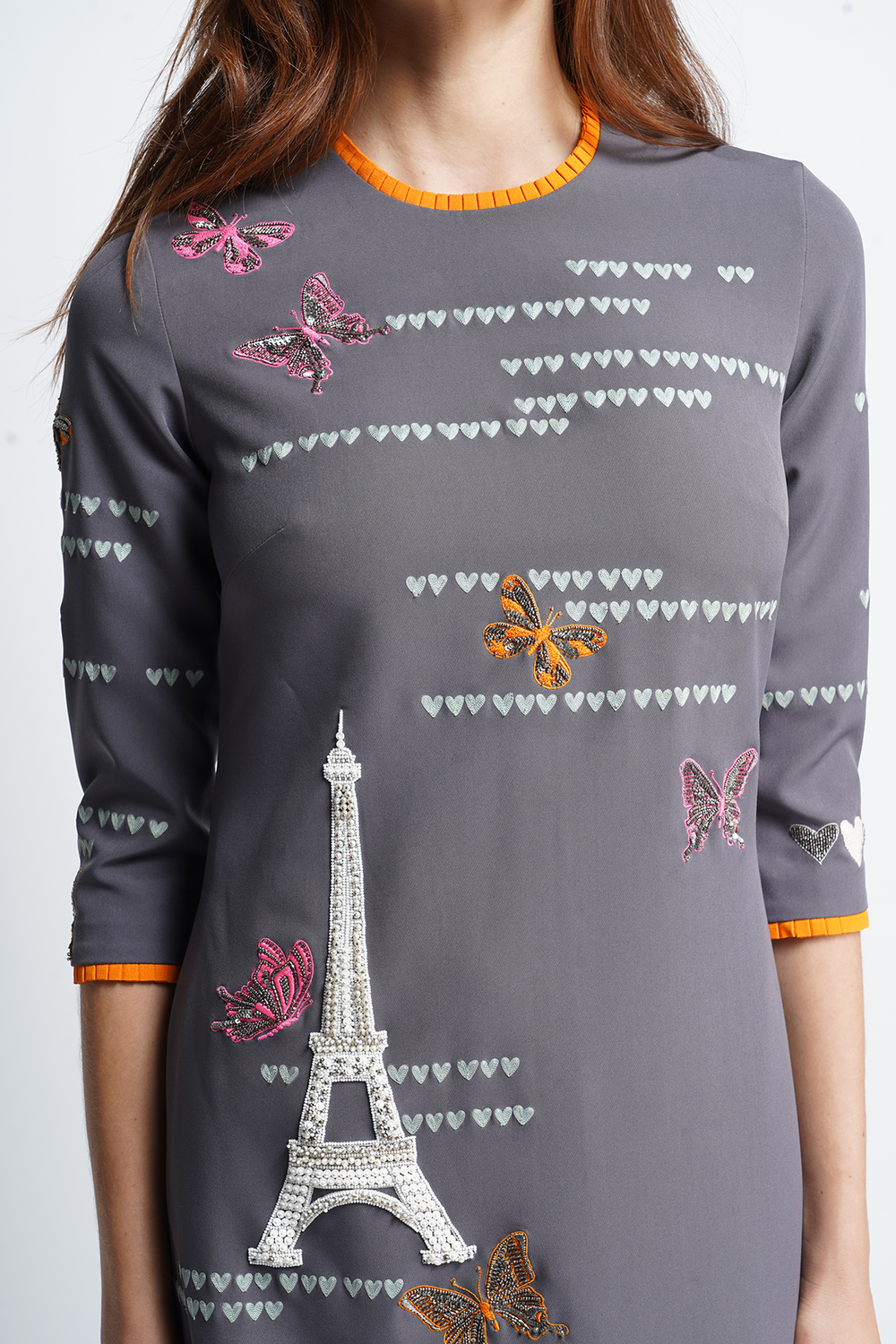 Butterfly Hearts And Eifel Midi Dress