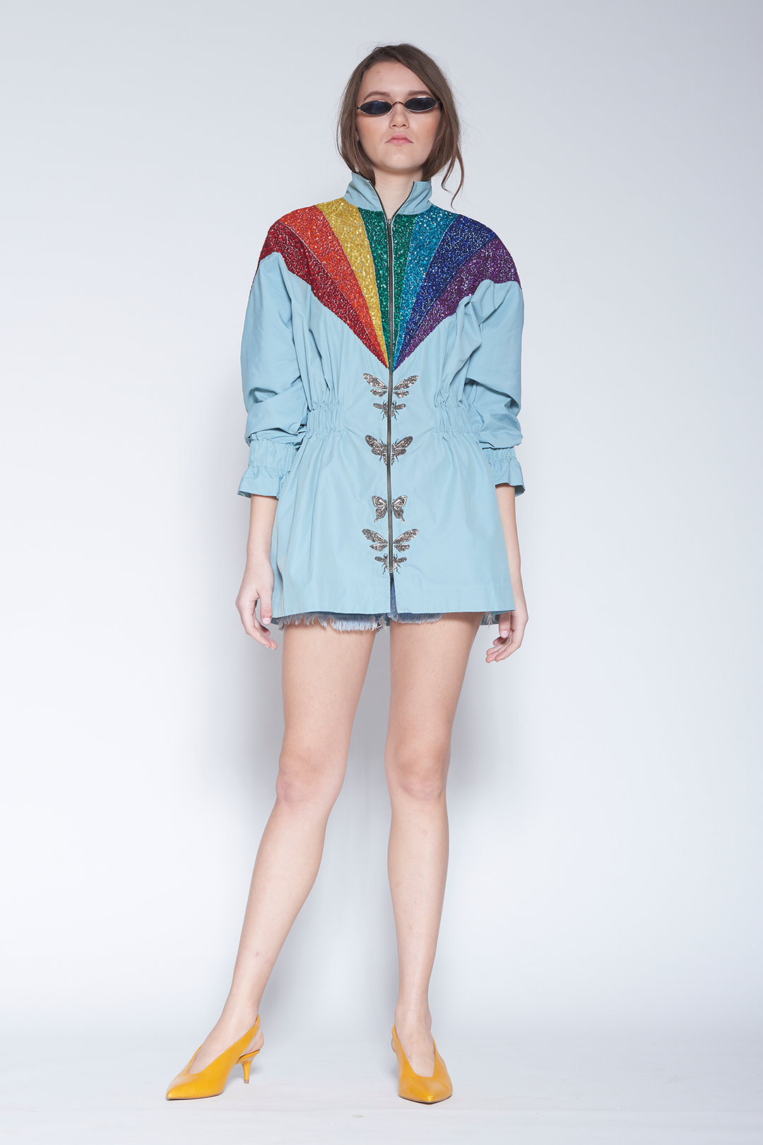 Sona Mohapatra In Half Insect Rainbow Prism Jacket Dress