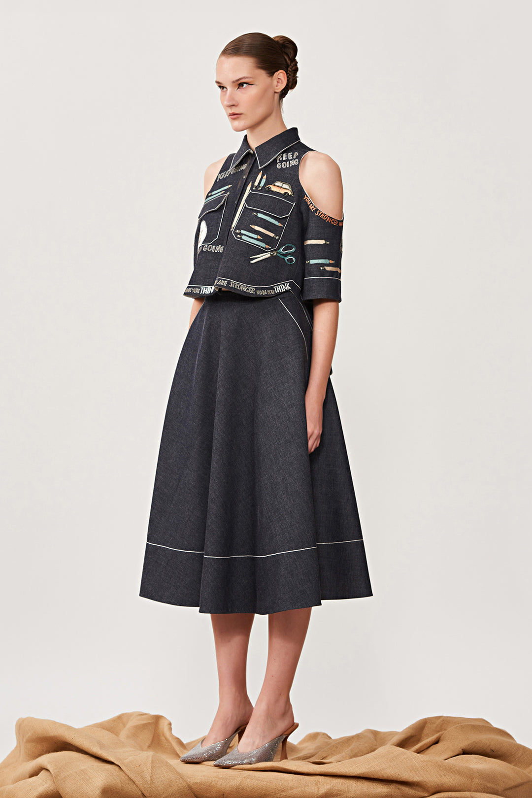 Skirt Of (Keep Going Cold Shoulder High Low Shirt)