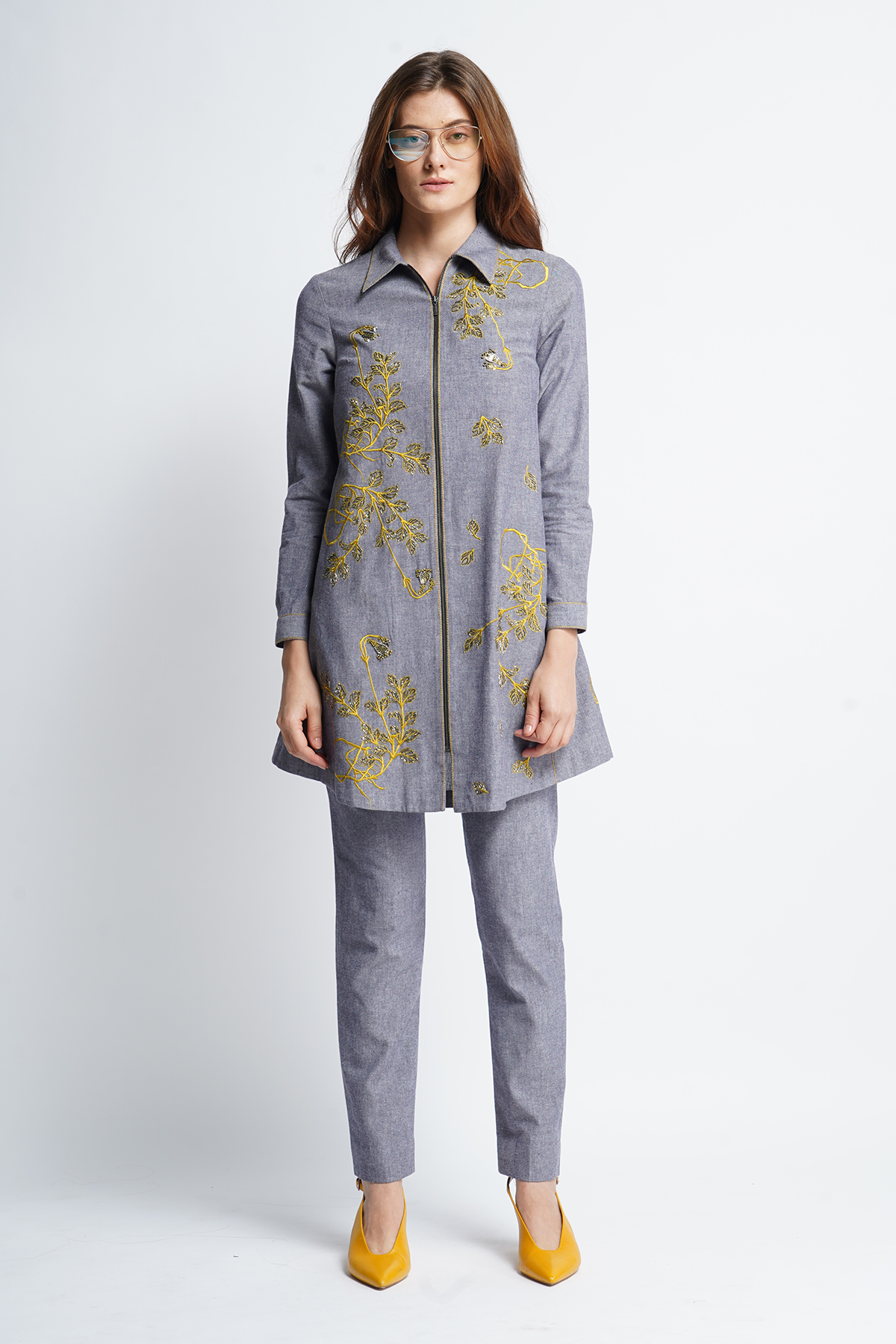 Roots Side Triangle Shirt Dress With Narrow Pants