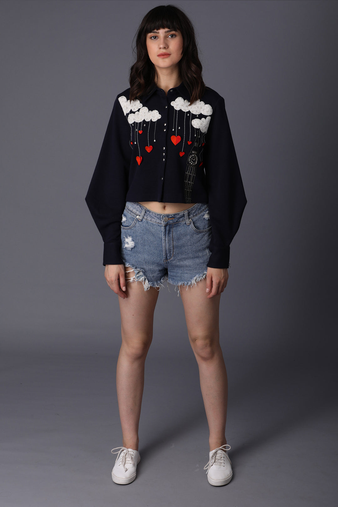 Big Ben, Hearts And Cloud Cropped Shirt
