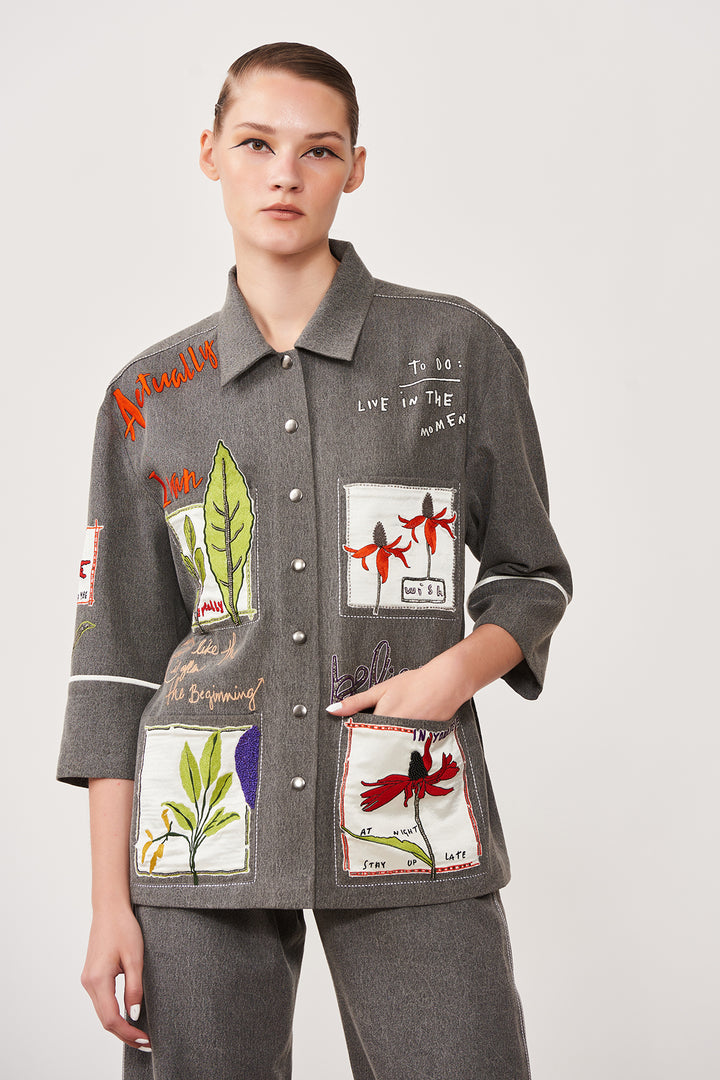 Botanical Patches Boxy Shirt