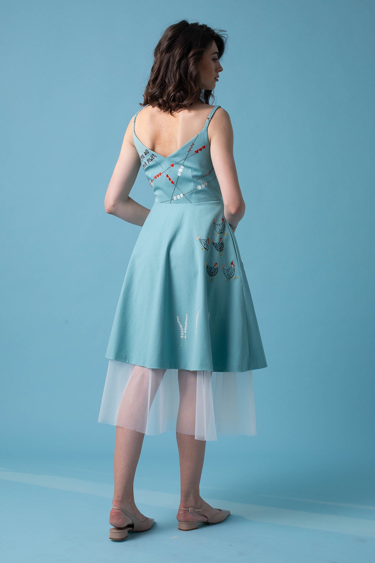 Childhood Spaghetti Strap Dress With Tulle Layer
