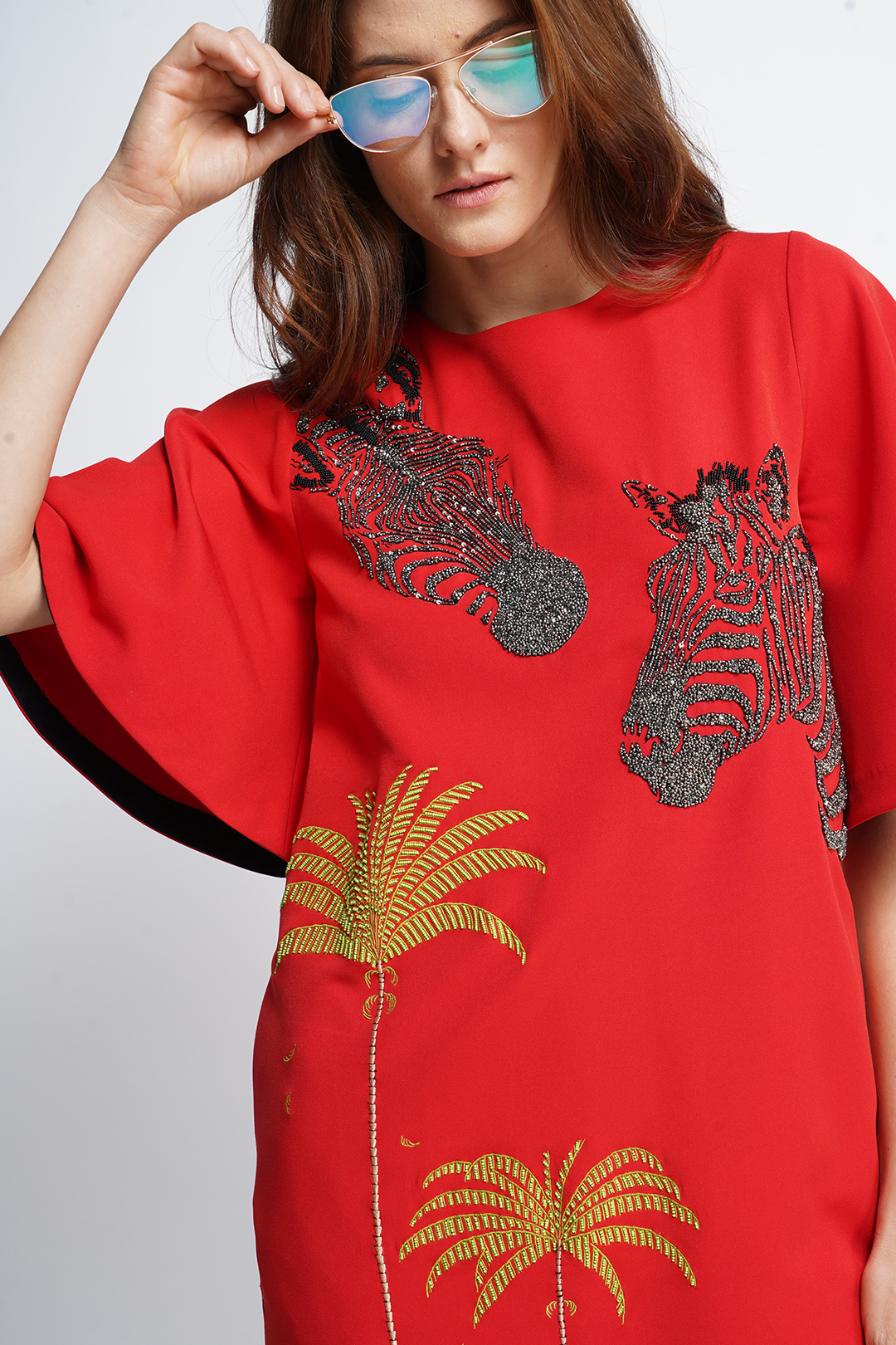 Zebra In The Jungle Mini Dress With Frill Sleeves