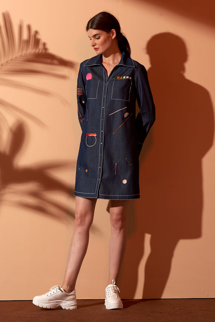 Geometrical Shape Shirt Dress