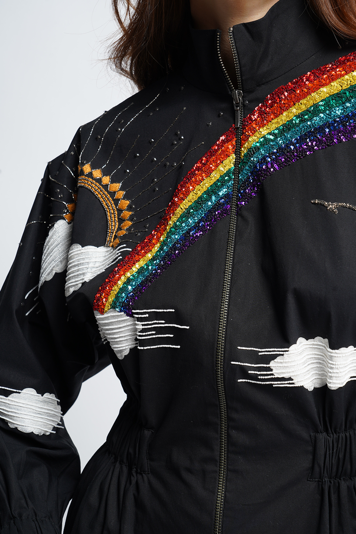 Rainbow Sun And Clouds Jacket Dress