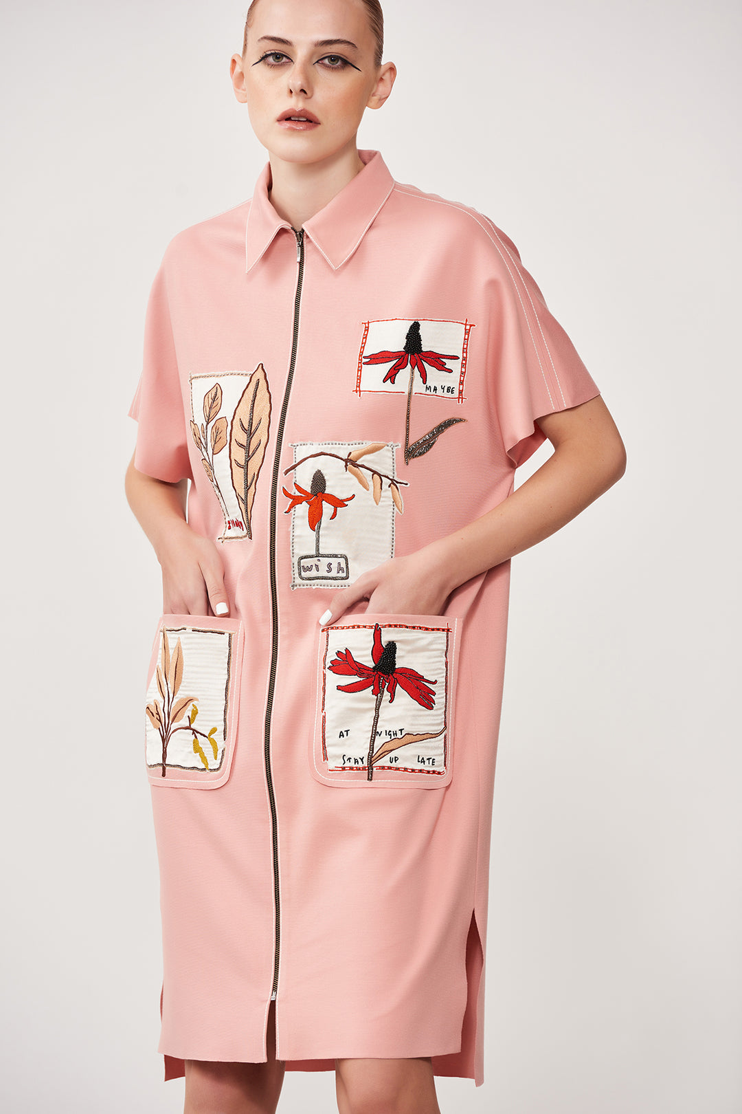 Botanical Patches Kaftan Dress