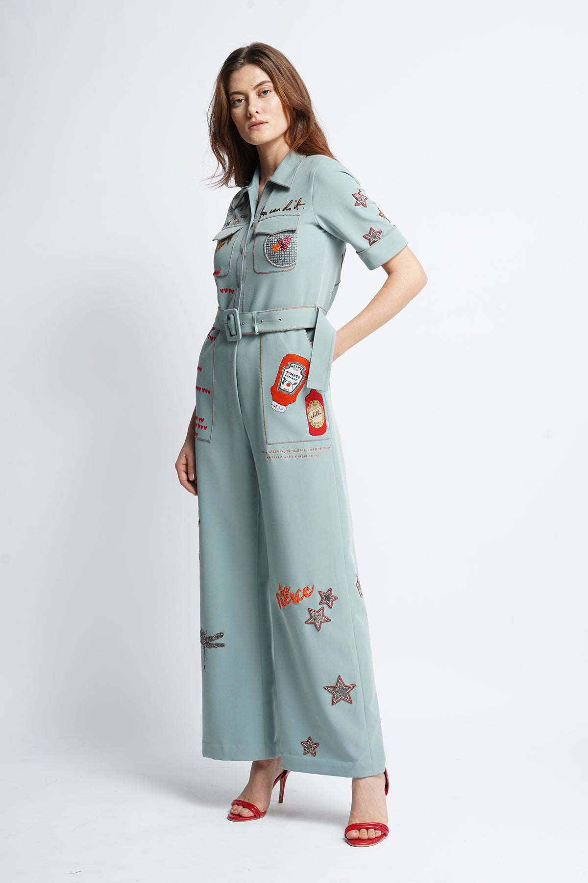 Numbers Text And Sauce Bottle Jumpsuit With Belt