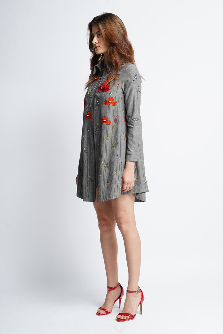 Poppy Garden Side Triangle Shirt Dress