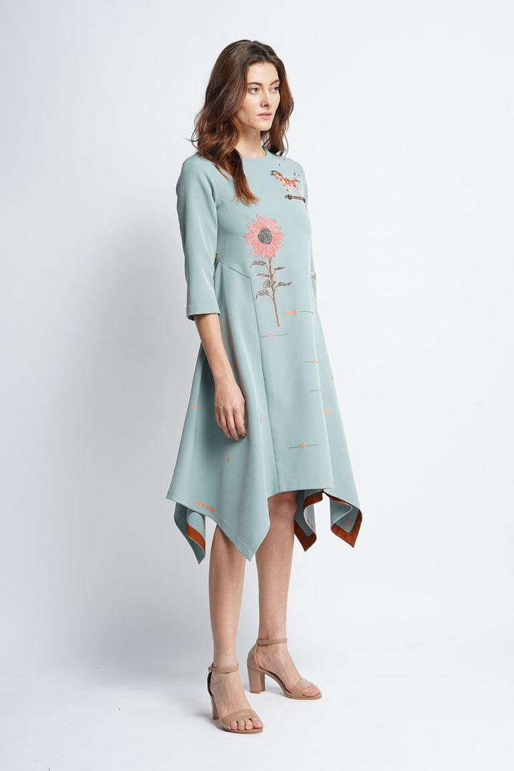 Rocking Horse And Flower Side Triangle Mini Dress