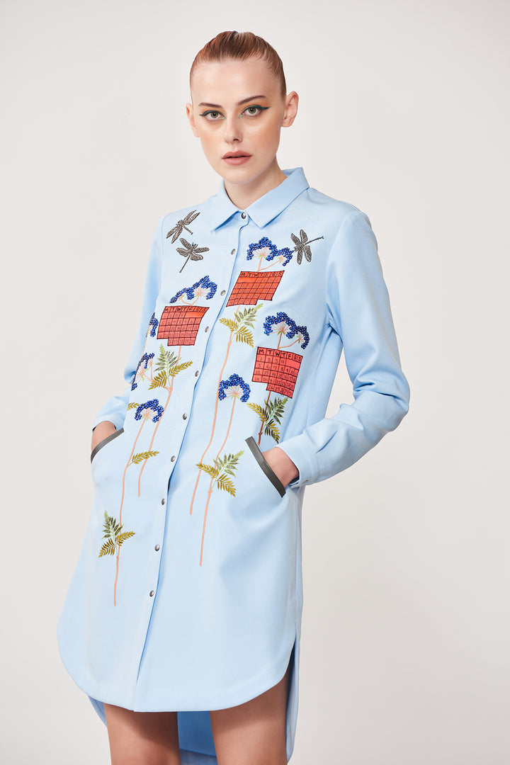 Calender High Low Shirt Dress
