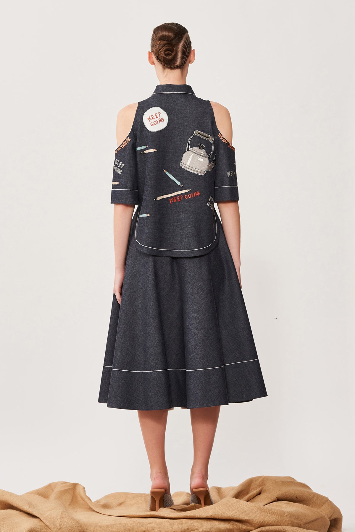 Keep Going Cold Shoulder High Low Shirt