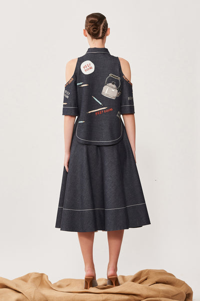 Keep Going Cold Shoulder High Low Shirt