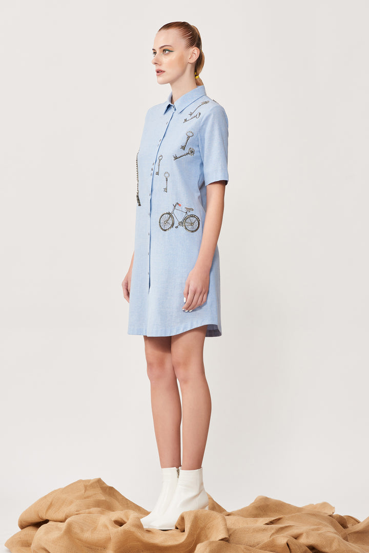 Ride to Paris Shirt Dress