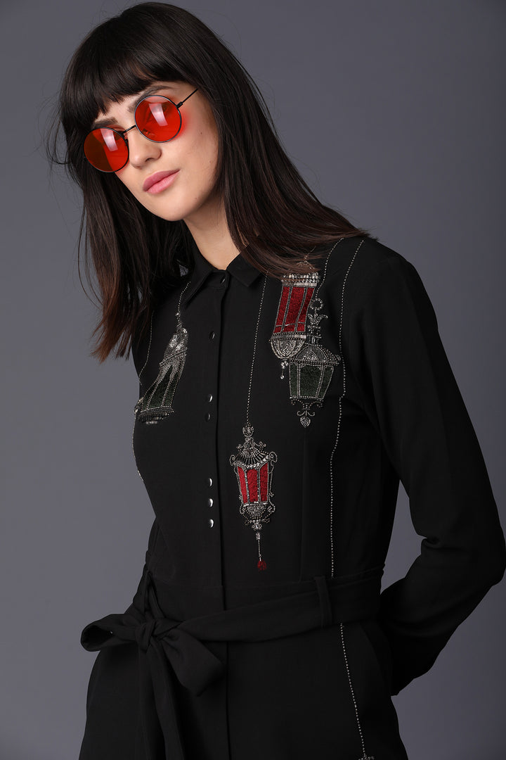 Hanging Lamp Jumpsuit With Belt